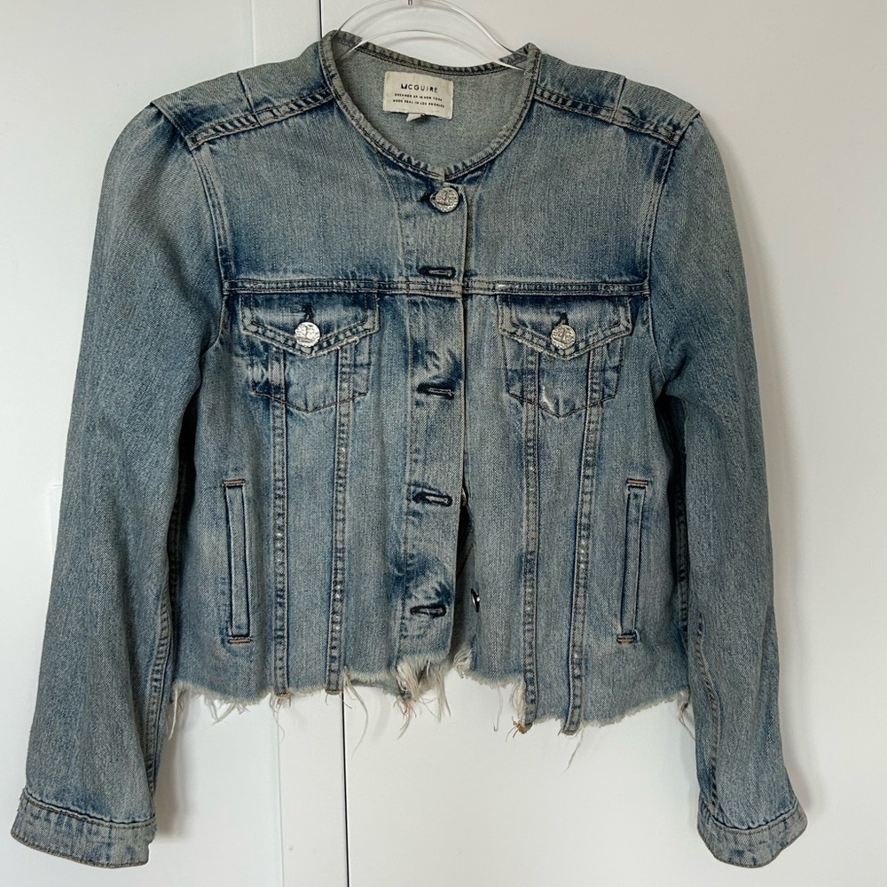 McGuire Cropped Frayed Denim Jacket
